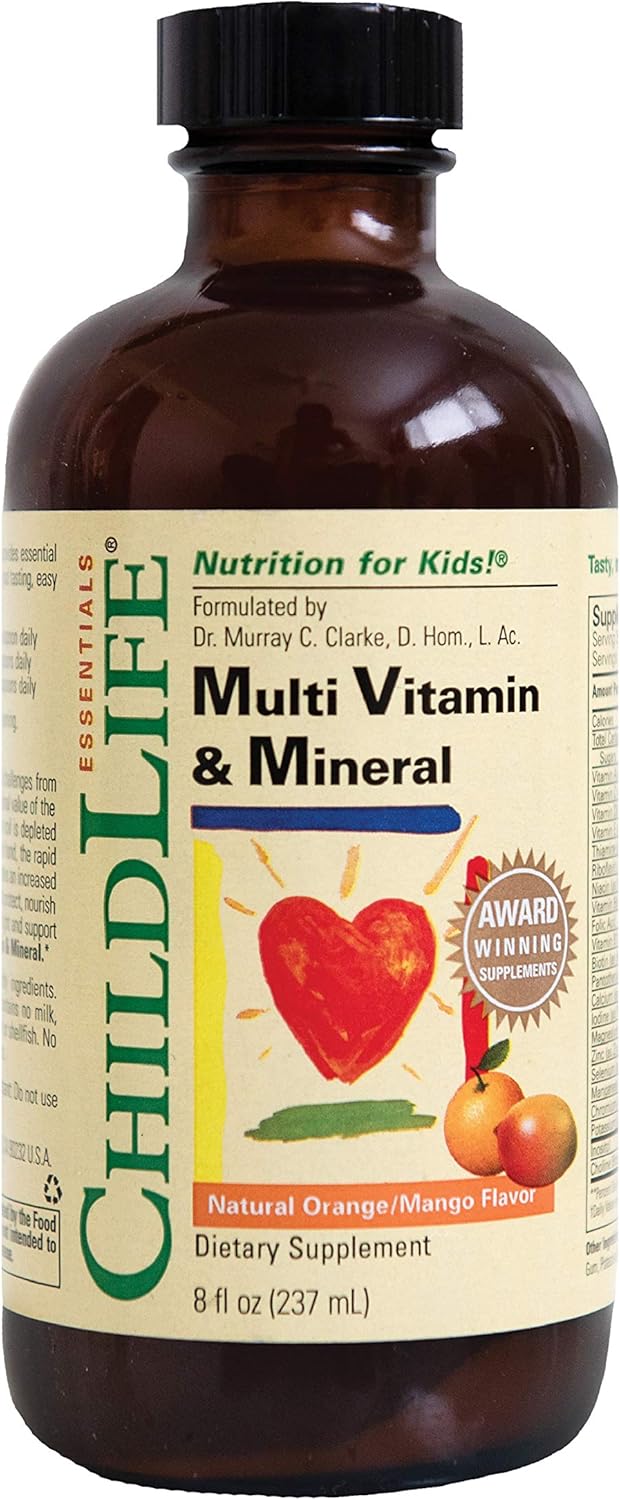 ChildLife Essentials Multi Vitamin and Mineral Natural for Infants, Babys, Kids, Toddlers, Children, and Teens, Orange/Mango Flavor, 8 Ounce: Health & Personal Care