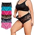 moonlight elves Women's Underwear Regular & Plus size Lace Boyshort Panties Cheeky Panty for Ladies, Pack of 6 Size S-5XL
