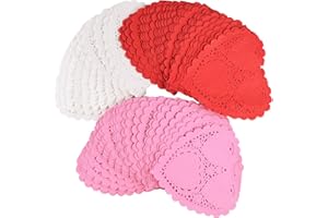 TUPARKA 145pcs Valentine Heart Doilies Heart Shape Paper Doily for Valentine's Day Decoration Craft Party
