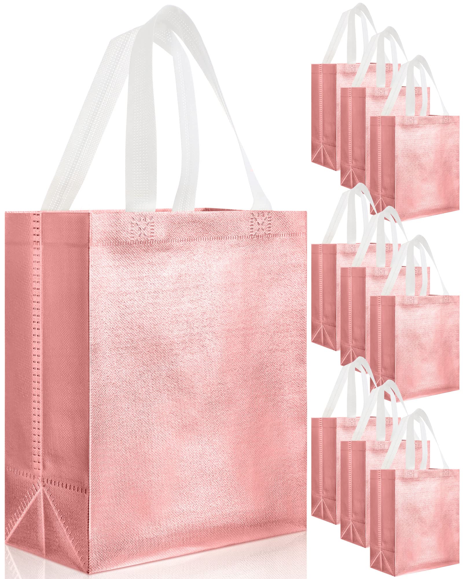 Photo 1 of Eccliy 80 Pieces Gift Bags Set Glossy Reusable Tote with Handles Grocery Bags for Wedding, Halloween, Thanksgiving, Christmas(Medium,Rose Gold)