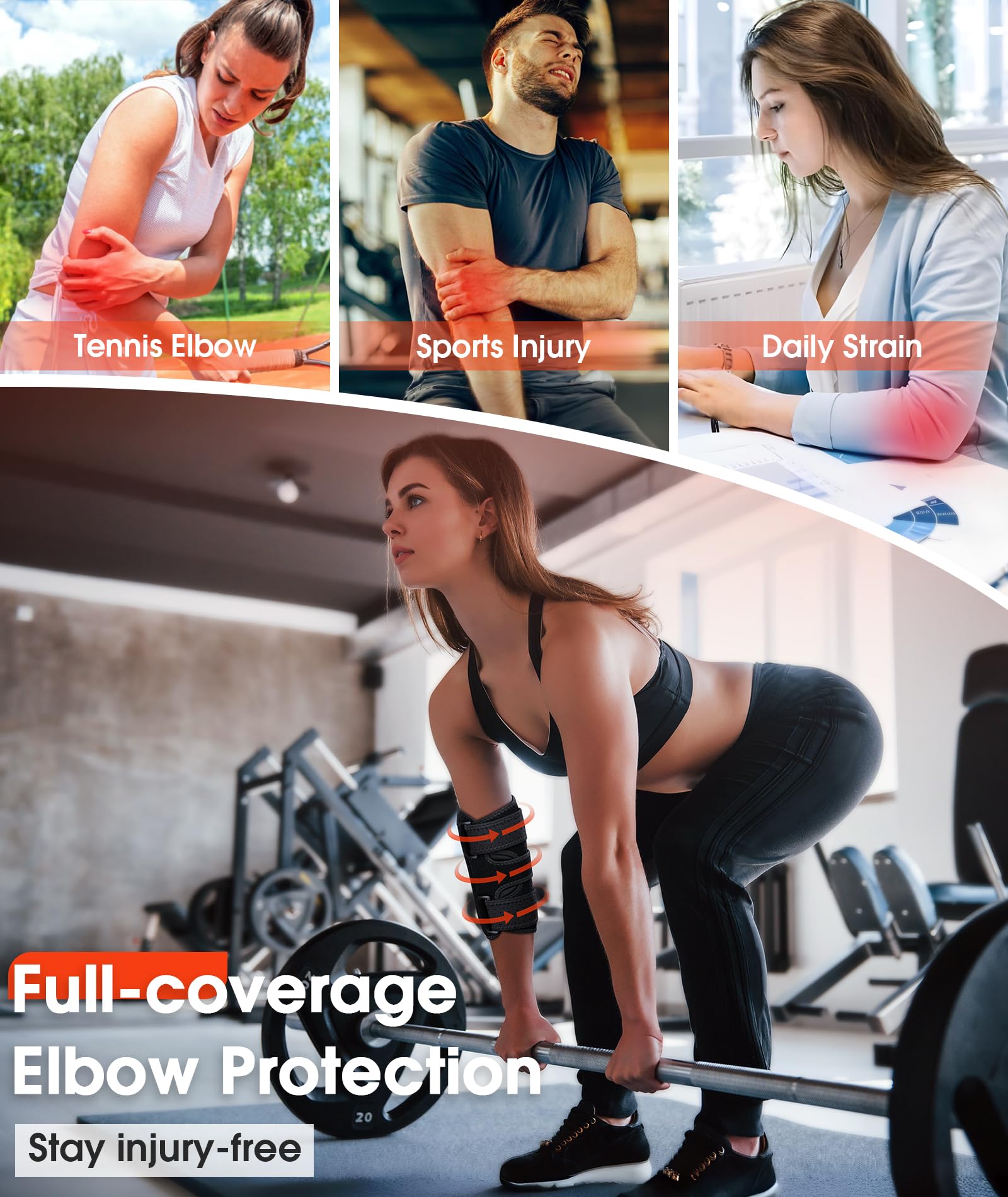 Elbow Brace for Cubital Tunnel & Ulnar Nerve Support – Adjustable Night Splint for Tennis Elbow, Tendonitis & Nerve Pain – Comfortable Elbow Stabilizer for Men & Women Fit Most