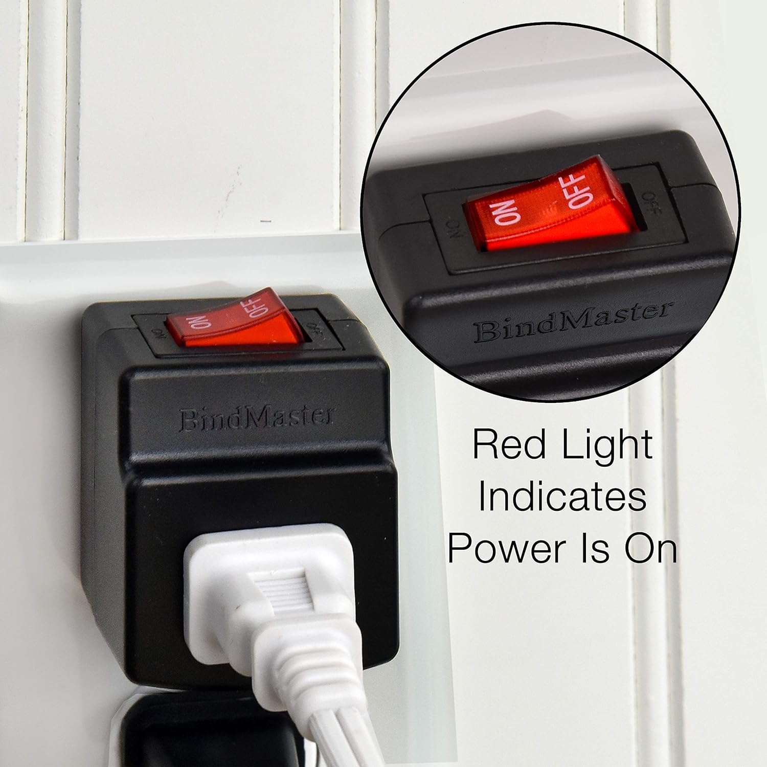Black {3 Pack} BindMaster Single Port Power Adapter for Outlet with Red