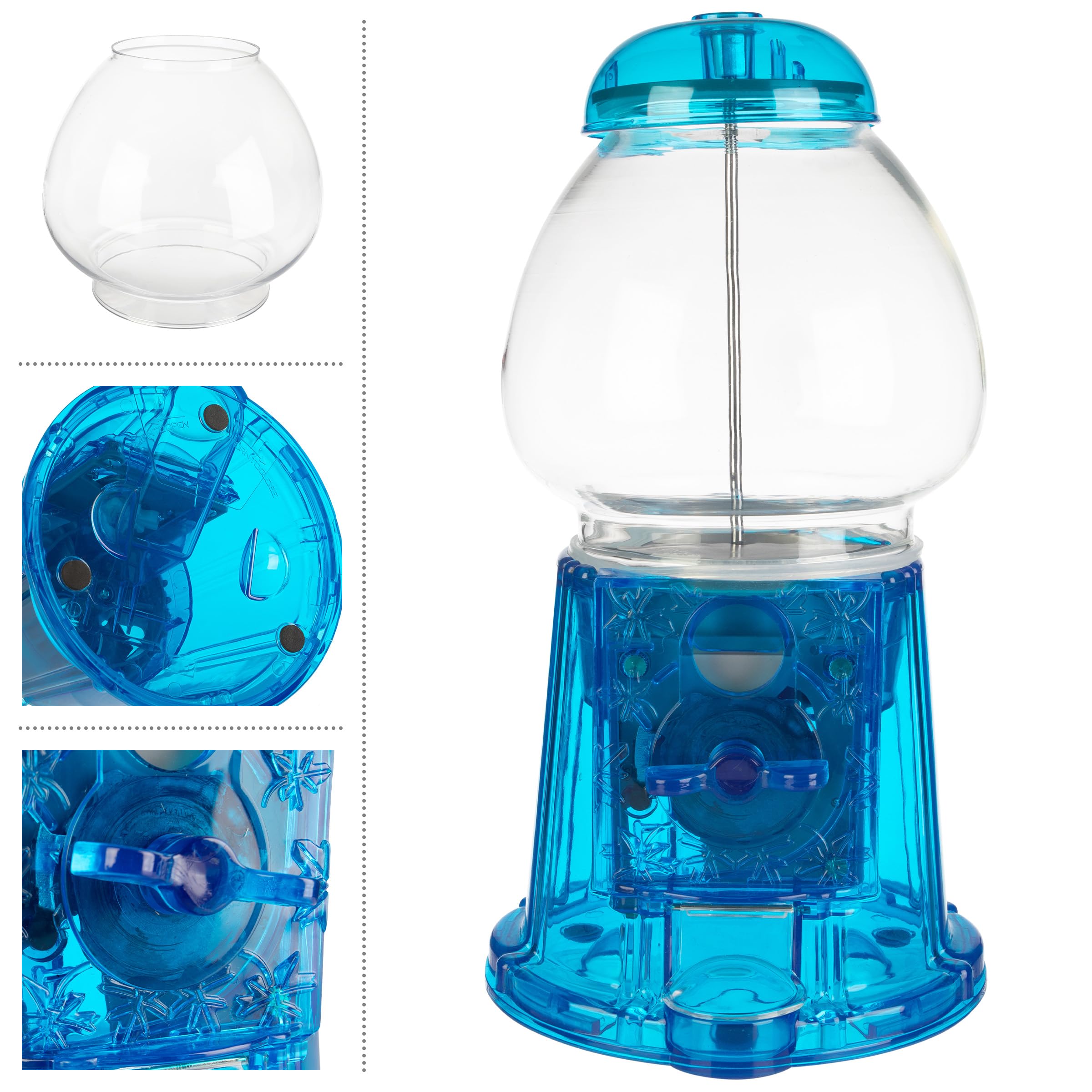 11-Inch Translucent Gumball Machine - Coin-Operated Candy Dispenser Vending Machine and Piggy Bank by Great Northern Popcorn (Blue)