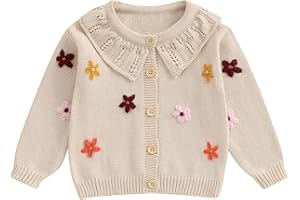 MoZiKQin Toddler Baby Girl Christmas Cardigan Sweater Candy Cane Embroidery Button Down Knit Sweaters Fall Winter Clothes