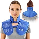 LotFancy Ice Pack for Neck Shoulder, Reusable Cold Neck Wrap for Pain Relief, Flexible Gel Pack with Adjustable Straps, Cold 