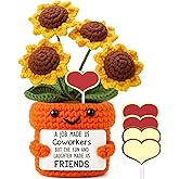 Mini Farewell Gifts for Coworkers Handmade Crochet Sunflower – Coworker Appreciation, Thank You Gift for Colleague, Farewell, Retirement, Going Away, Promotion, Work Friend Office Desk Decor