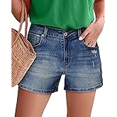 KISSMODA Denim Shorts Women Trendy Button Summer Cut Off Short Womens Jean Shorts High Waisted Denim Hot Ripped Shorts