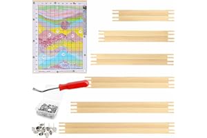 TONYUTECH 12 Pcs 3 Sets Stretcher Bars for Needlework 6 Sizes Wooden Canvas Stretcher Bars with 80 Thumb Tacks and Tacks Remover for Needlepoint Embroidery Stitch Frame Set Bundle with Crafts