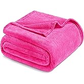 Exclusivo Mezcla Fleece Blanket King Size for Bed, Super Soft and Warm, All Season, Cozy, Plush, Lightweight, 90x104 Inches, Hot Pink
