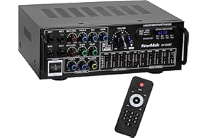 2000W 2.0 Channel Stereo Amplifier, Home Audio Receiver with Multiple Input Modes, EQ Mixer, Mic Input & Remote Control for H