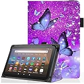 Pudiceva Universal 7/8 Inch Android Tablet Case, | Slim Folding Stand Cover for All 7"-8.5" Touchscreen Tablet Case with Stylus Pen Holder,Butterfly 01