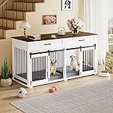 MUPATER Large Dog Crate Furniture for 2 Dogs with