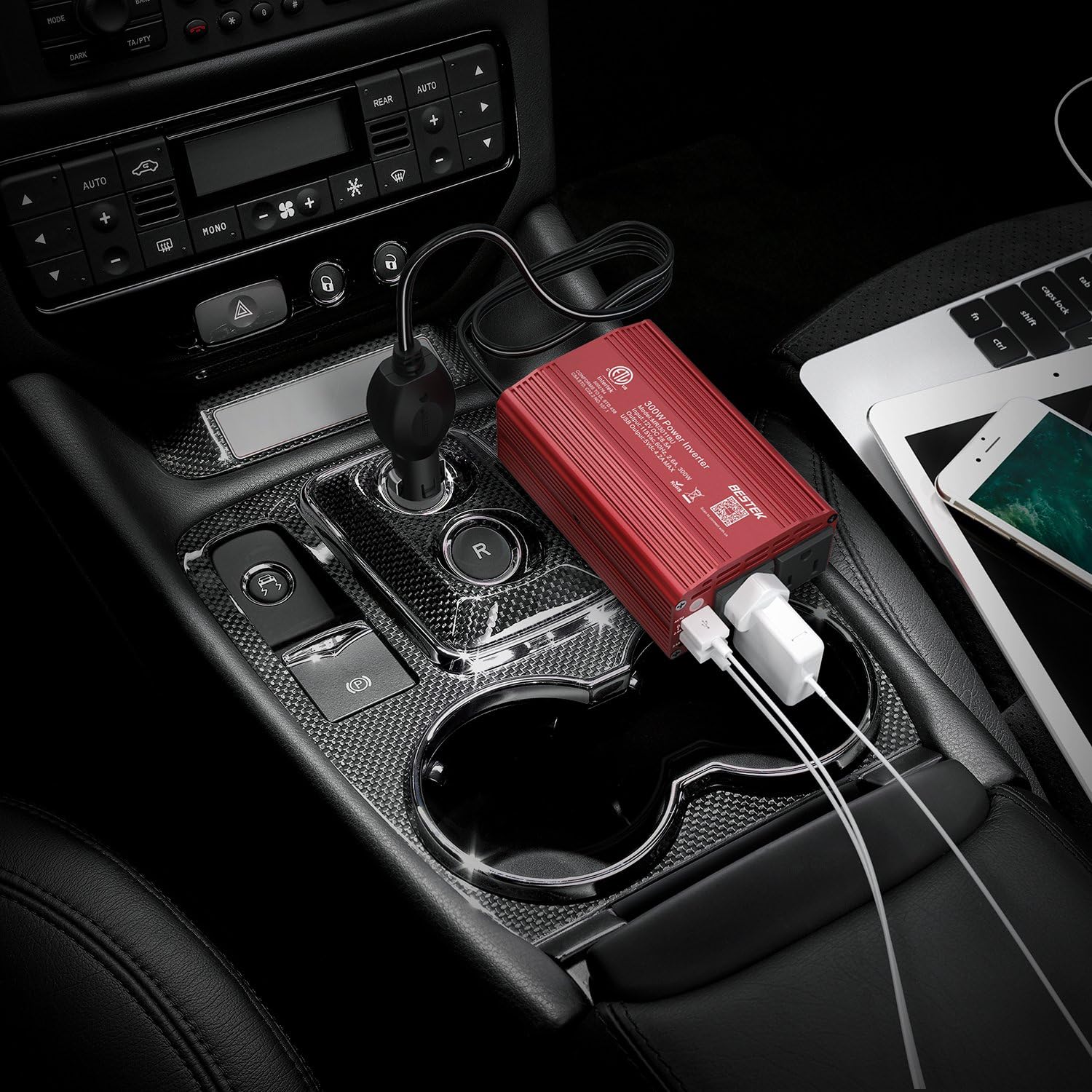 BESTEK 300W Power Inverter DC 12V to 110V AC Car Inverter with 4.2A Dual USB Car Adapter: Electronics