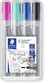 STAEDTLER Lumocolor 356 WP4-1 Flipchart Markers Pack of 4