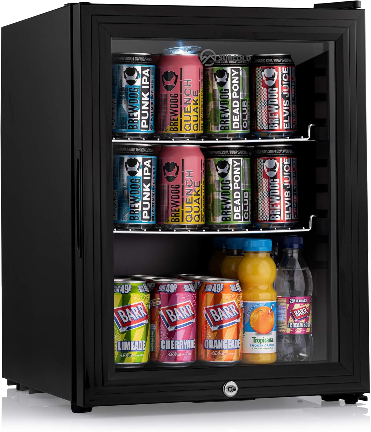 Subcold Super35 Led Mini Fridge 35l Beer Wine Drinks Fridge Led Light Lock And Key Energy Efficient Black Amazon Co Uk Large Appliances