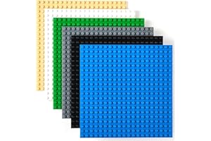 Strictly Briks Stackable Building Brick Base Plates - Compatible with Lego & Building Blocks - Versatile Stackable Toy Plates - Plastic Brick Squares - 6-Pack, 6 x 6, Sand/White/Green/Gray/Black/Blue