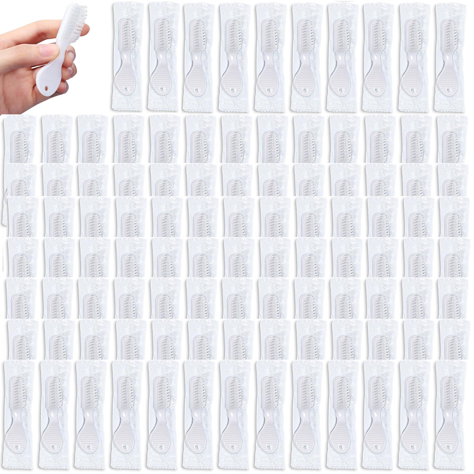 Photo 1 of Patelai 100 Pcs Handle Toothbrush Thumbprint Individually Packaged Security Toothbrush Bulk with Short Handle Soft Bristles for Portable Travel Teeth Cleaning, Mini Size