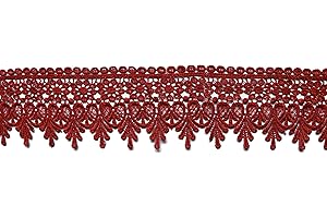 YYCRAFT 5 Yards Burgundy Lace Edge Trim Wedding Applique DIY Sewing Crafts(Width:3.5 Inch Burgundy)