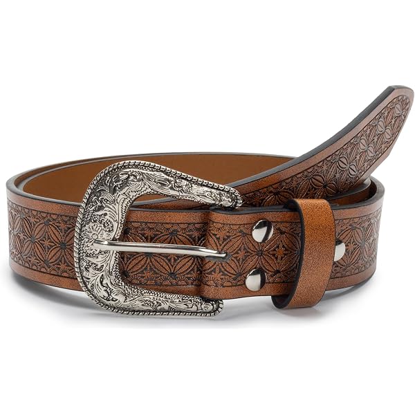 Wojgzon Heart Western Leather Belt for Women Men Star Buckle  display picture 2