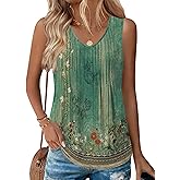 Zeagoo Womens Tank Tops 2026 Sleeveless Pleated V Neck Loose Fit Summer Clothes Flowy Boho Shirts