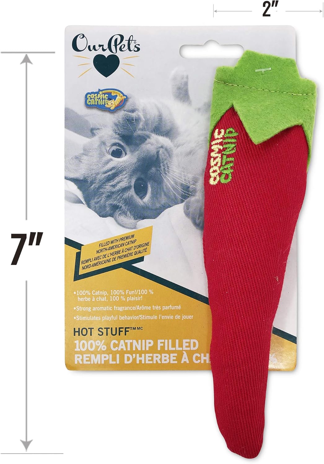 Cosmic OurPets 100-Percent North American Catnip Filled Chili Cat Toy-Hot Stuff (Interactive Cat Toy, Catnip Toys for Cats, Cat Chew Toy, Catnip Toys) : Cosmic : Pet Supplies