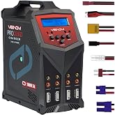 Venom Power - Pro Quad LiPo Battery Fast Charger with LCD Screen - 4 Ports at 100W Each - AC DC 7A Fast NiMH LiHV LiPo Balance Charger Discharger 1S to 6S, Drone, RC Car Battery Charger