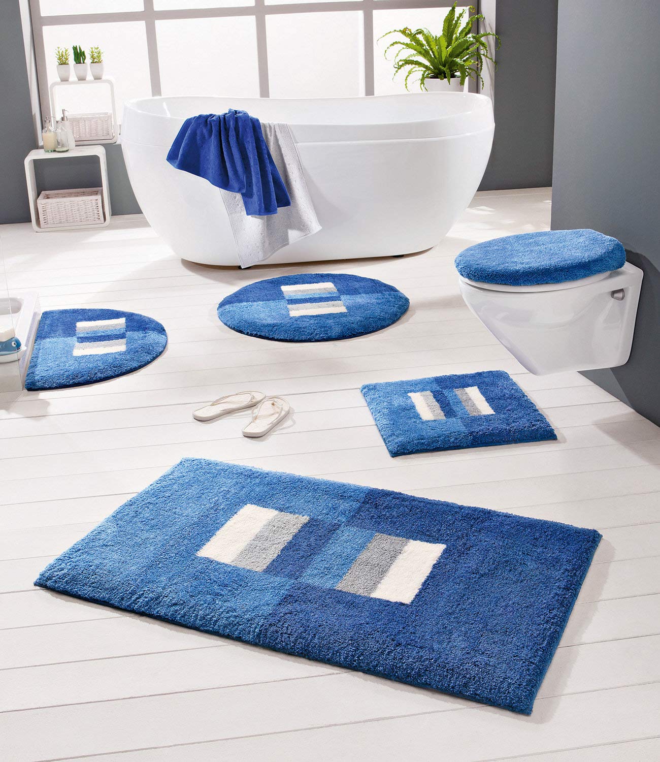 90 cm Ø Erwin Müller Badematte blau Größe rund Bad- & Frottierwaren