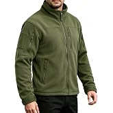 TACVASEN Mens Fleece Jacket Full Zip Tactical Military Warm Coat Winter | Soft lightweight fabric | Stand collar, 5 pockets with 2 velcro for patches | For outdoor hiking work travel hunting