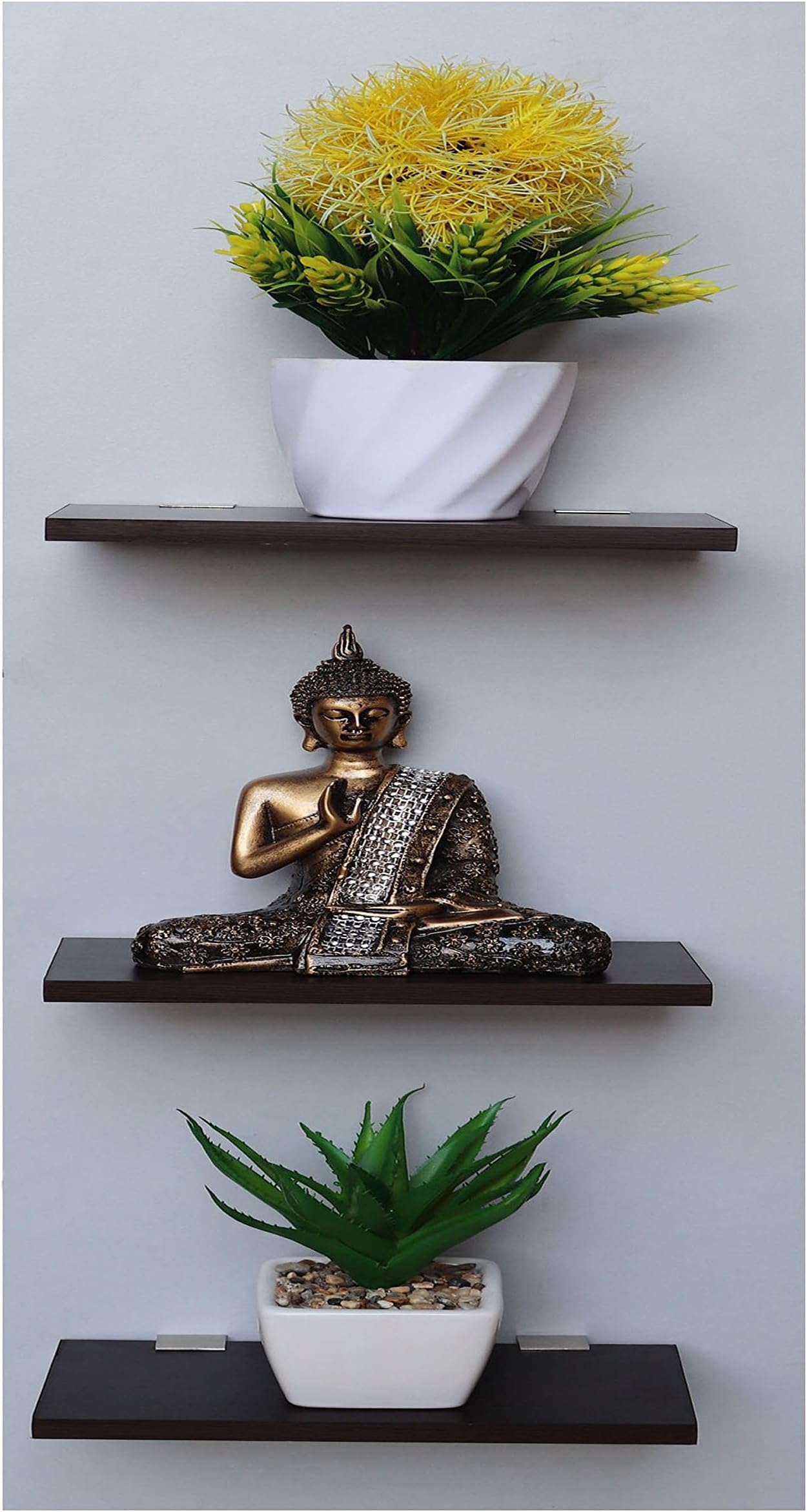 Madhuran Engineered Wood Wall Mounted Shelf Racks Tier 3 (10x20 CM, Wenge)