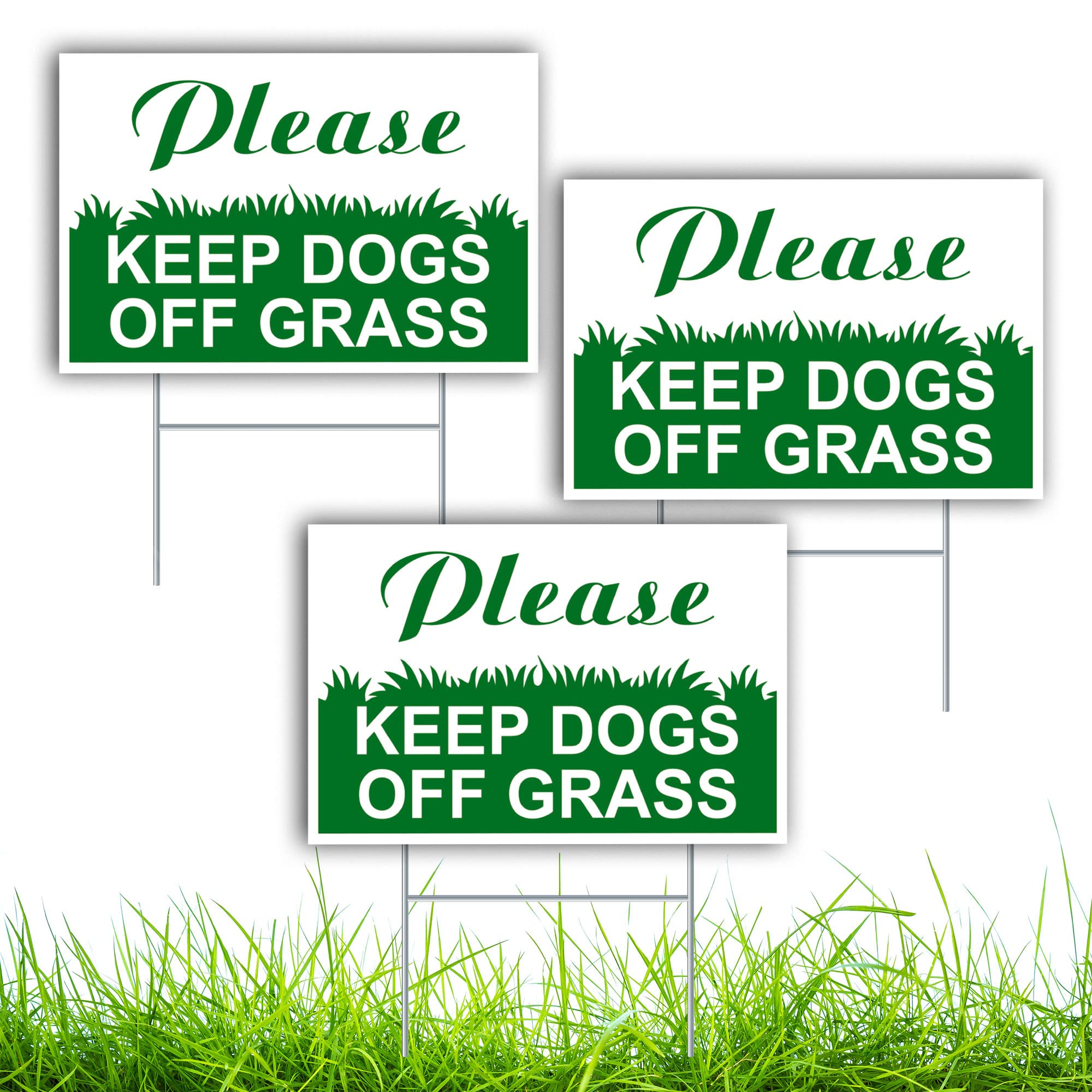 Photo 1 of 3 PC Keep Dogs Off Lawn Sign, 6x9 Coroplast No Pets Allowed, Please Stay Off Grass for Yard, Business