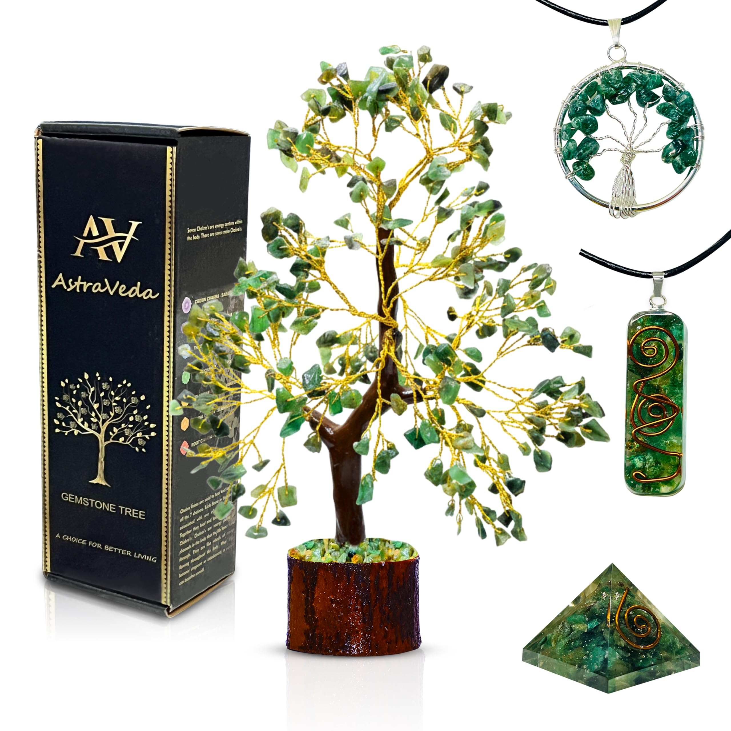 AstraVeda Green Jade Crystal Tree, Chakra Tree, Tree of Life, Chakra Tree, Feng Shui Tree, Healing Crystal, Gemstone Tree, Crystal Gifts, Healing Stones, Spiritual Gifts