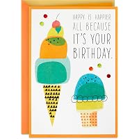 Funny Birthday Card – Ice Cream Stealing Seagull, Cute Illustrated Greeting Card