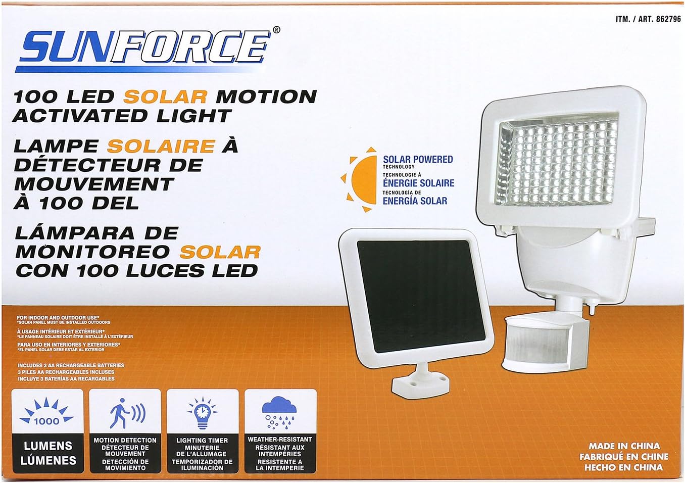 Sunforce 100 LED Solar Motion Activated Light Amazon.ca Patio, Lawn