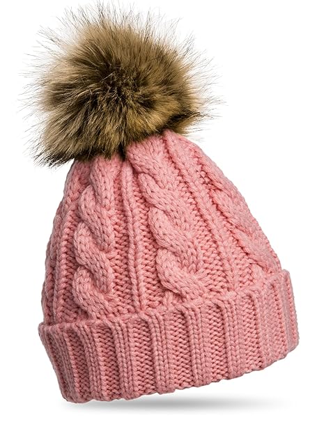 CASPAR MU104 Damen Mütze/Strickmütze mit Fellbommel