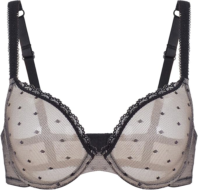 Damen Sexy Sheer Mesh Durchsichtiger BH Nicht Gepolstert Ungefüttert Spitze Bralette BügelBH