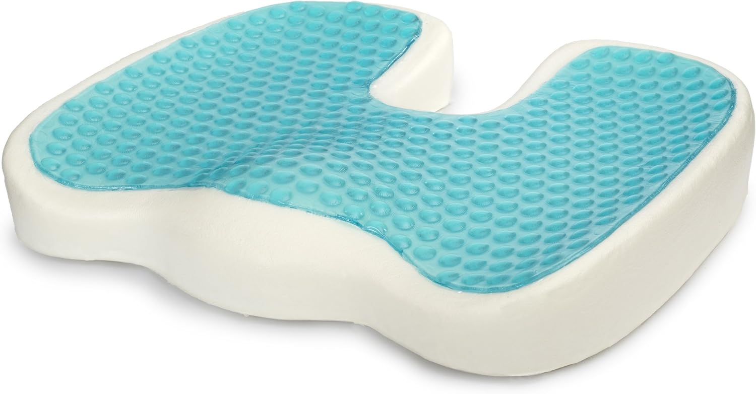 Seat Cushion Car Office Chair - Memory Foam Gel-Enhanced, Ergonomically & Large Designed Pillow for Sciatica, Tailbone, Coccyx Back Pain, And Relief, Comfort - Seat Cushion Car Office Chair - Black: Home & Kitchen