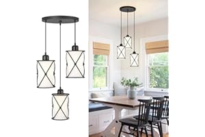 Osimir 3 Light Pendant Lighting Black Cluster Pendant Light Mid Century Dining Room Light Fixtures with Milky White Glass, Adjustable Ceiling Hanging Lights for Kitchen Island, CH9176BKW3