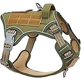 BUMBIN Tactical Dog Harness for Medium Dogs No Pull, Famous TIK Tok No Pull Dog Harness, Fit Smart Reflective Pet Walking Harness for Training, Adjustable Dog Vest Harness with Handle Green M