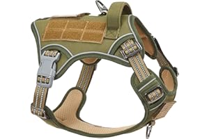 BUMBIN Tactical Dog Harness for Small Dogs No Pull, Famous TIK Tok No Pull Puppy Harness, Fit Smart Reflective Pet Walking Harness for Training, Adjustable Dog Vest Harness with Handle Green S