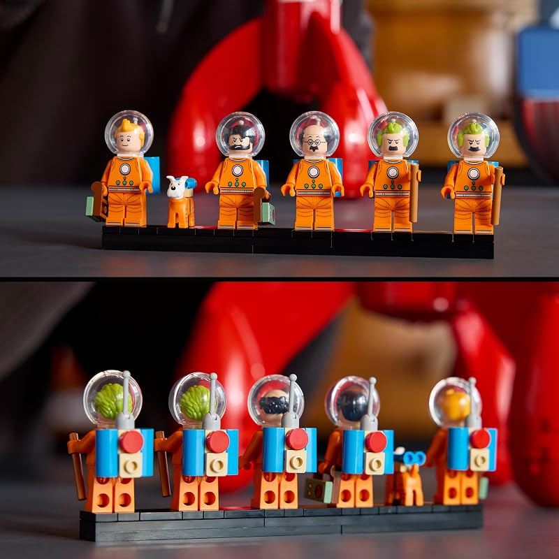 Ideas Cohete Lunar de Tintin - Maqueta para Adultos de Nave - 5 Minifiguras y Figura del Perro Snowy - Decoración de la Estantería - Regalo Nostálgico para Fans de los Cómics - 21367 — foto 6 de 8