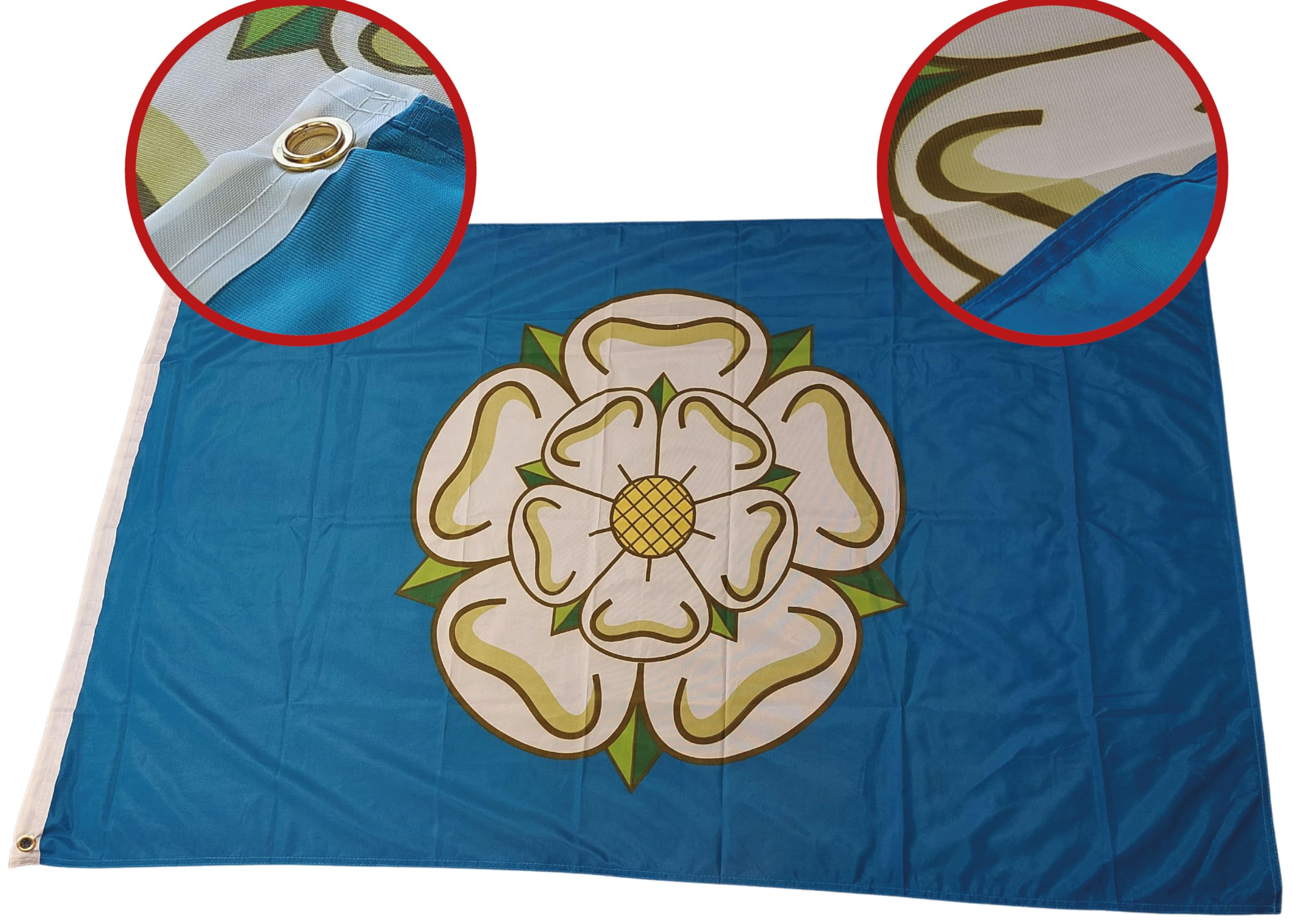 NWFlags Yorkshire Flag 5ft x 3ft | Outdoor Heavy 110d Knitted Polyester | 5x3 Yorkshire White Rose Heavy Duty Strong Flag for Garden Flagpole with 2 metal eyelets