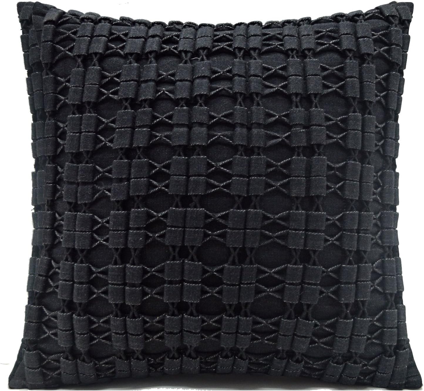 Eco-friendly Handloom Denim Throw Pillow (Cushion Cover) 16x16 - Smocking Boxes & Crosses