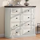 AMERLIFE 42" Dresser for Bedroom, Farmhouse 8 Drawer Dresser, Dressers & Chests of Drawers, Living Room Organizer with Storag
