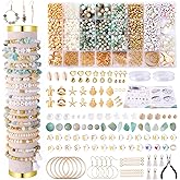 Wurosi 1927 PCS Jewelry Making Supplies Kit, Charm Bracelet Making Kit for Adults, Natural Stone Beads for Irregular Natural Stone, DIY Bracelet/Necklace/Earring/Rings