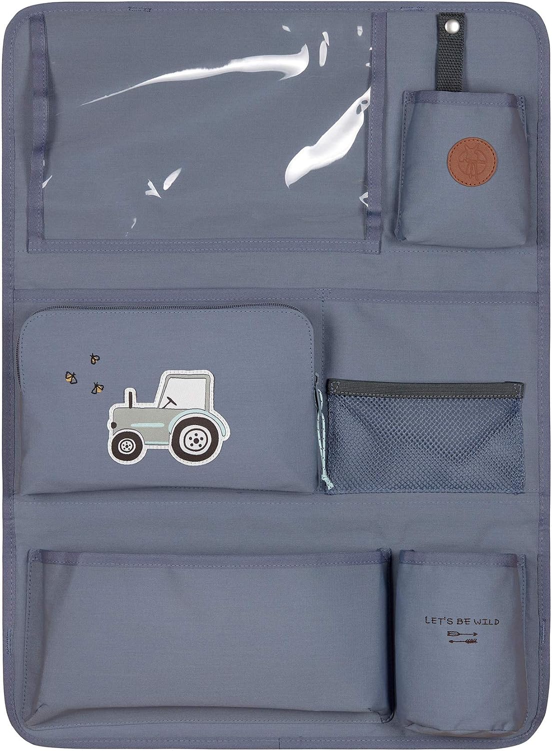 LÄSSIG Adventure Kids car back seat organizer, 55 cm, Tractor blue