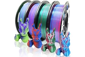 Reprapper Dual Color PLA, Coextrusion Dual Color PLA Filament 1.75mm for 3D Printer, Muliticolor Silk PLA Like Rainbow, 4 x 250g Unboxing Pack