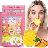 WHLH & WELL-BEING Turmeric Kojic Acid Cleansing Pads with Vitamin B5, Vitamin C, Kojic Acid and Turmeric Cleansing Pads for Face (2PACK)