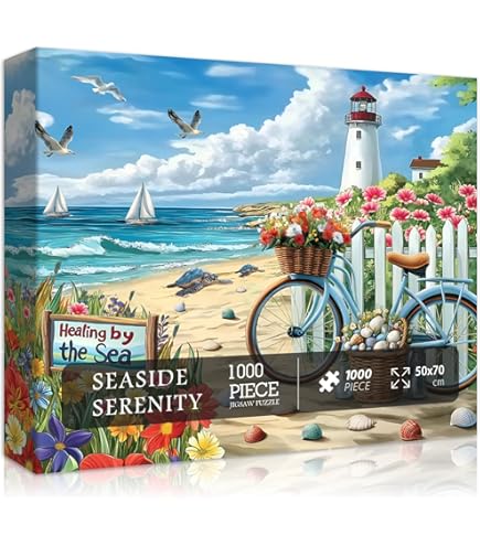 PICKFORU Beach Ocean Flower Jigsaw Puzzle - 1000 Pieces, Summer Shell & Starfish Theme For Adults - View #6