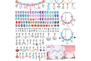 MCKANTI 180 Pcs Charm Bracelet Making Kit for Girls, Unicorn Mermaid Crafts Gifts Set Charm Bracelets Kit DIY Arts & Crafts Making Supplies with Beads, Pendant, Bracelets, Necklace Cords Gift for Teens Girls