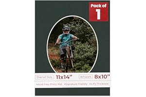 11x14 Mat Bevel Cut for 8x10 Photos - Precut Black Oval Shaped Photo Mat Board Opening - Acid Free Matte to Protect Your Pict